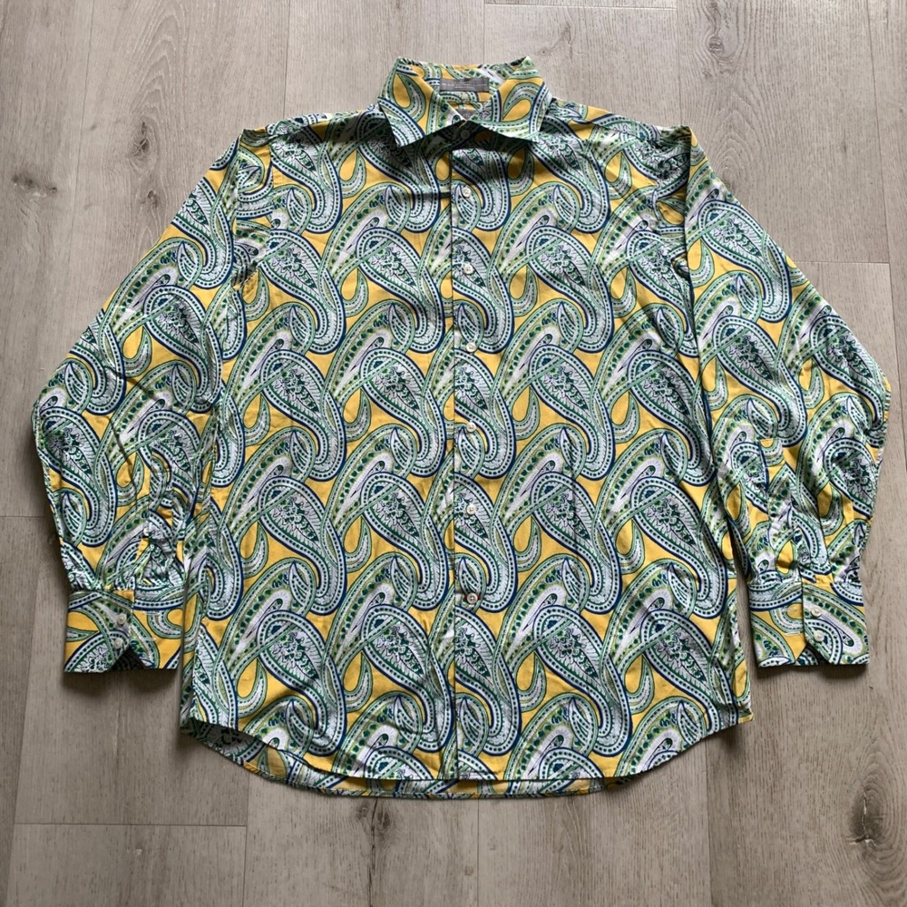 Daniel Cremieux Men's Tailored Fit Long Sleeve Paisley Button-Up Shirt